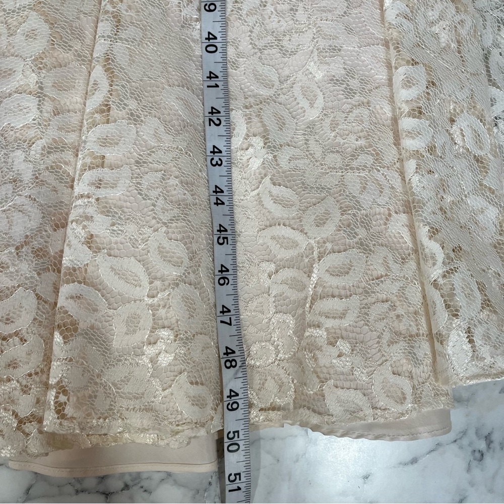 Vintage Cachet by Bari Protas Ivory Lace Midi Dress Wedding Romantic Long Sleeve - Picture 8 of 15